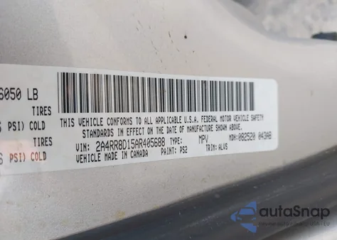 2010 Chrysler Town & Country Touring Plus from USA, damaged, VIN 2A4RR8D15AR405688